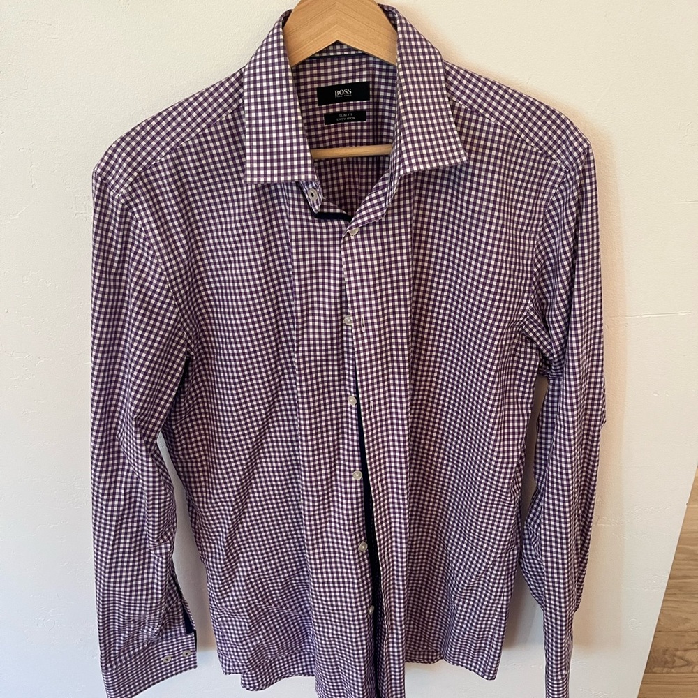 Boss Men's Gingham Button Down Shirt